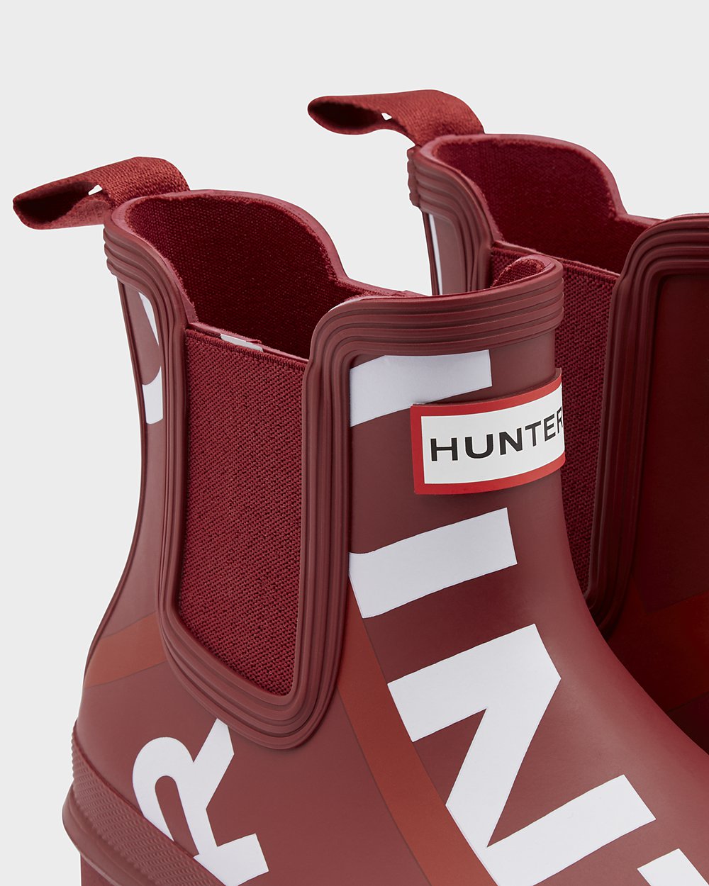 Hunter Original Exploded Logo Chelsea Boots - Store Womens Grey Red - TKJCHD728